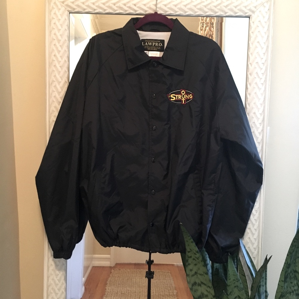 Vintage 90s Strung Out Windbreaker Black Jacket Size Medium